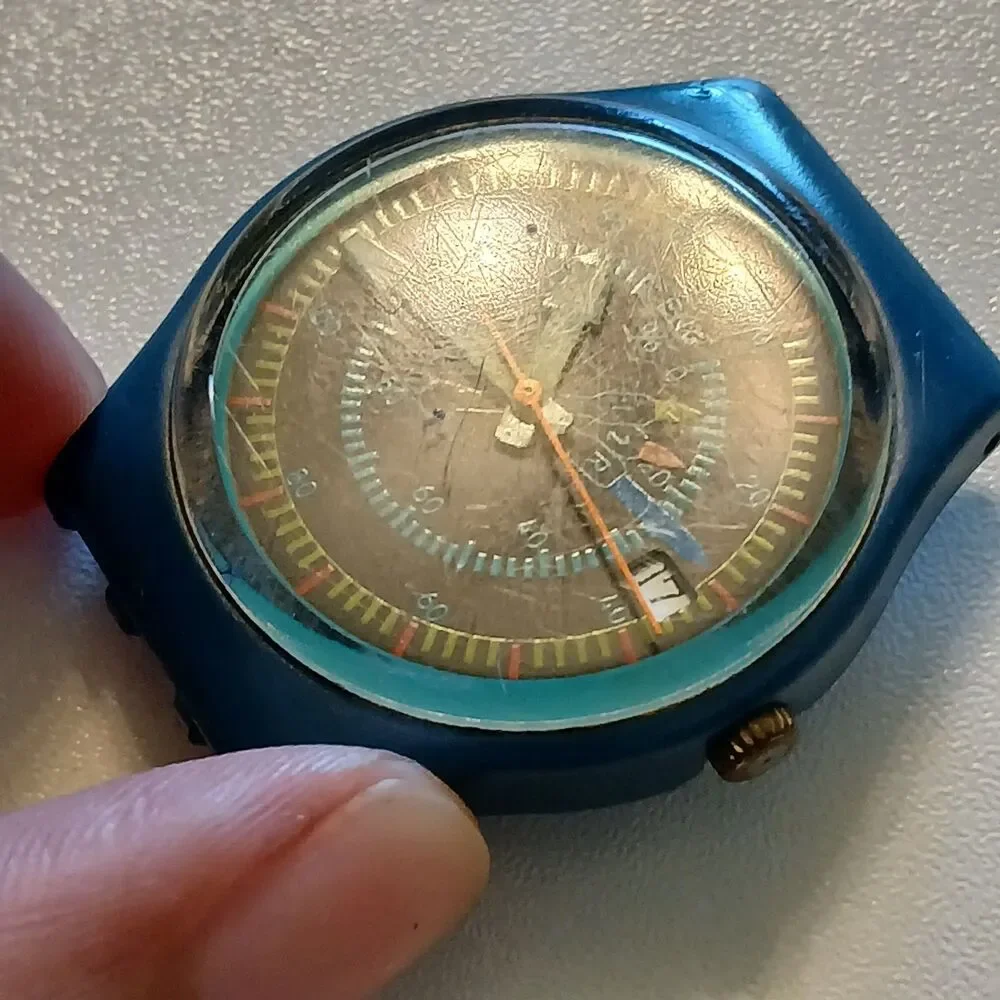 Parts/Repair VTG 1986 Swatch Gent Rotor GS400 Quartz Watch Head Rare 33mm